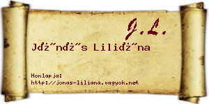 Jónás Liliána névjegykártya